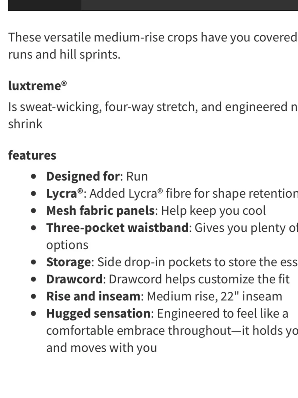 Lululemon pace rival crop 22”‎ black 4